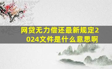 网贷无力偿还最新规定2024文件是什么意思啊