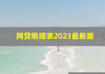 网贷明细表2023最新版