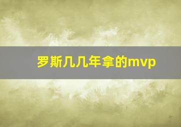 罗斯几几年拿的mvp