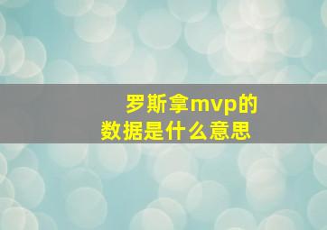 罗斯拿mvp的数据是什么意思