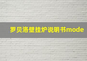 罗贝洛壁挂炉说明书mode