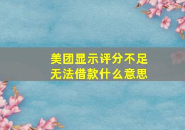 美团显示评分不足无法借款什么意思