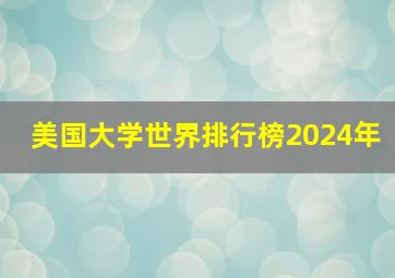 美国大学世界排行榜2024年