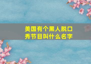 美国有个黑人脱口秀节目叫什么名字