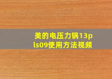 美的电压力锅13pls09使用方法视频