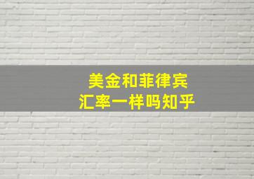 美金和菲律宾汇率一样吗知乎