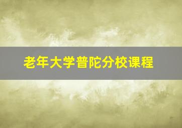 老年大学普陀分校课程