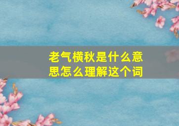 老气横秋是什么意思怎么理解这个词