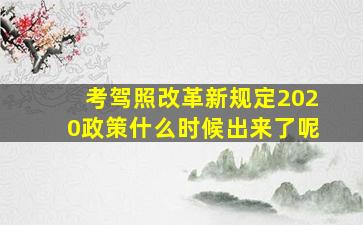 考驾照改革新规定2020政策什么时候出来了呢