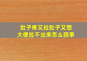 肚子疼又拉肚子又想大便拉不出来怎么回事