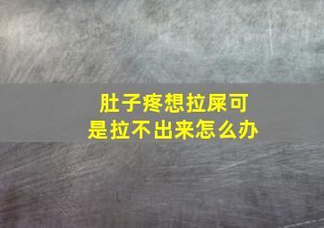 肚子疼想拉屎可是拉不出来怎么办