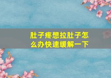 肚子疼想拉肚子怎么办快速缓解一下