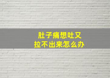 肚子痛想吐又拉不出来怎么办