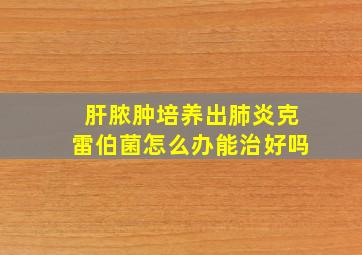 肝脓肿培养出肺炎克雷伯菌怎么办能治好吗