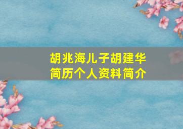 胡兆海儿子胡建华简历个人资料简介