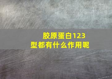 胶原蛋白123型都有什么作用呢