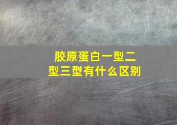 胶原蛋白一型二型三型有什么区别