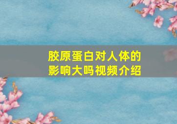 胶原蛋白对人体的影响大吗视频介绍