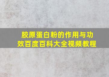 胶原蛋白粉的作用与功效百度百科大全视频教程