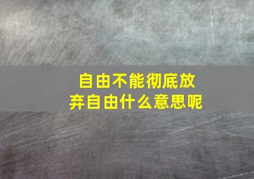 自由不能彻底放弃自由什么意思呢