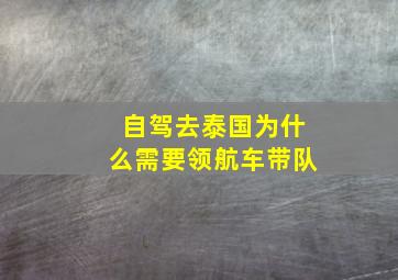 自驾去泰国为什么需要领航车带队