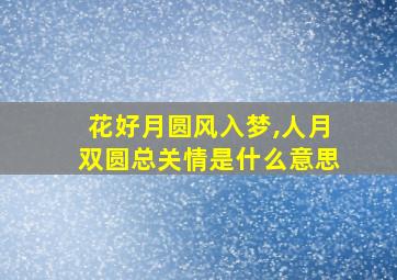 花好月圆风入梦,人月双圆总关情是什么意思