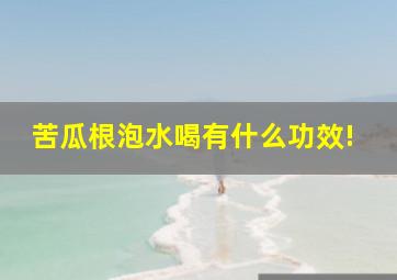 苦瓜根泡水喝有什么功效!