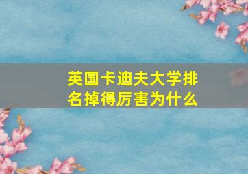 英国卡迪夫大学排名掉得厉害为什么