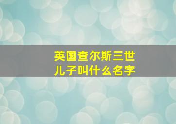 英国查尔斯三世儿子叫什么名字