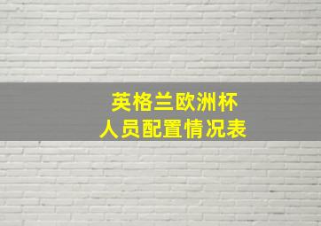 英格兰欧洲杯人员配置情况表