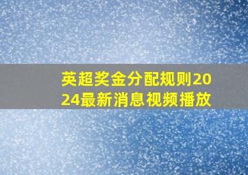 英超奖金分配规则2024最新消息视频播放