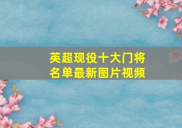 英超现役十大门将名单最新图片视频