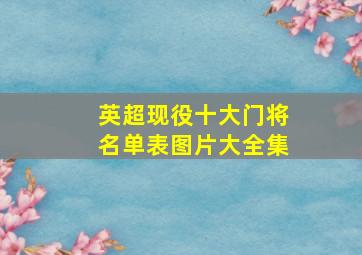 英超现役十大门将名单表图片大全集