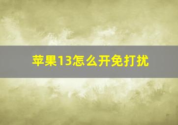 苹果13怎么开免打扰