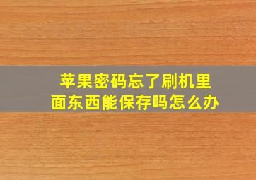 苹果密码忘了刷机里面东西能保存吗怎么办