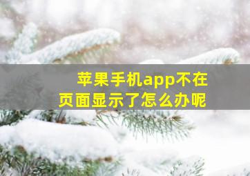 苹果手机app不在页面显示了怎么办呢