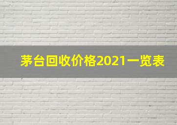 茅台回收价格2021一览表