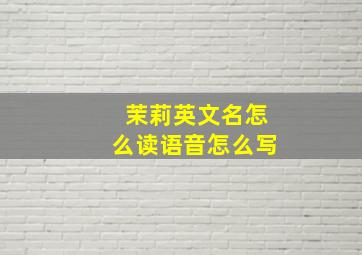 茉莉英文名怎么读语音怎么写