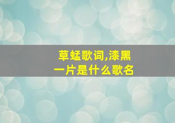 草蜢歌词,漆黑一片是什么歌名