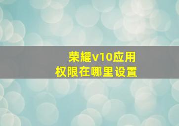 荣耀v10应用权限在哪里设置