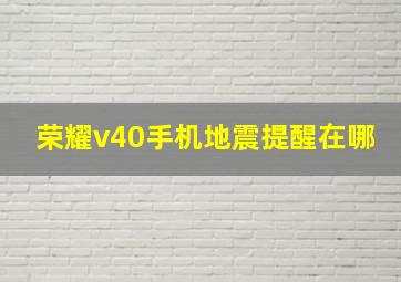 荣耀v40手机地震提醒在哪