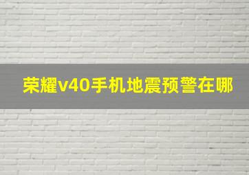 荣耀v40手机地震预警在哪