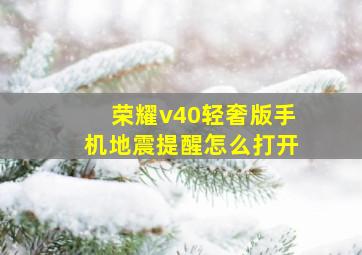 荣耀v40轻奢版手机地震提醒怎么打开