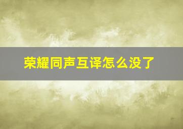 荣耀同声互译怎么没了