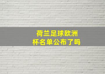 荷兰足球欧洲杯名单公布了吗