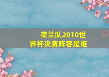 荷兰队2010世界杯决赛阵容是谁