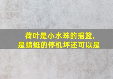 荷叶是小水珠的摇篮,是蜻蜓的停机坪还可以是