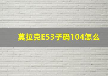 莫拉克E53子码104怎么