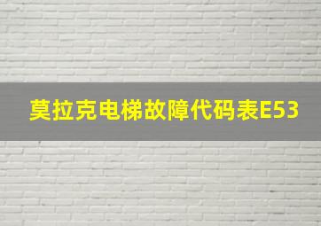 莫拉克电梯故障代码表E53