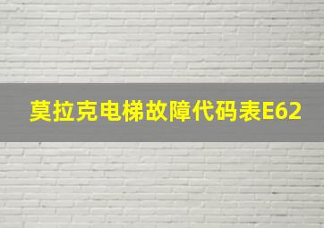 莫拉克电梯故障代码表E62